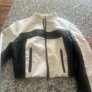SHEIN Black and White Leather Jacket